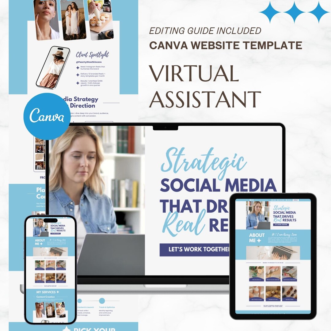 Virtual Assistant Canva Website Template | Minimal & Editable VA ...