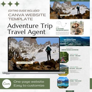 Adventure Travel Agent Website Template Canva, Editable Travel Agency Landing Page, Web Design for Travel Advisor & Package Booking Website
