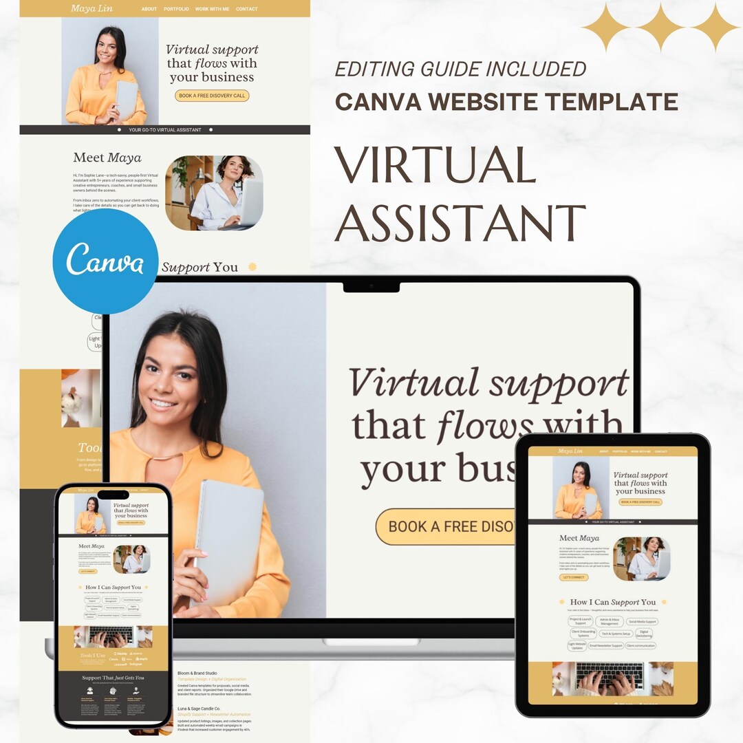 Canva Website Template for Virtual Assistants | Editable VA Portfolio ...