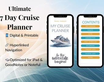 7-Day Cruise Planner: Digital Travel Itinerary for iPad (Printable PDF Download