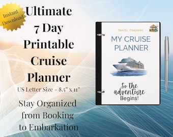 Printable 7-Day Cruise Planner | PDF Travel Itinerary | Cruise Packing List + Expense Tracker | Vacation Organizer