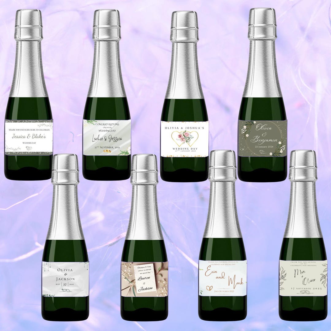 Mini Wine Labels Digital Custom Mini Wine Labels Personalised Bottle Label, Milestone ...