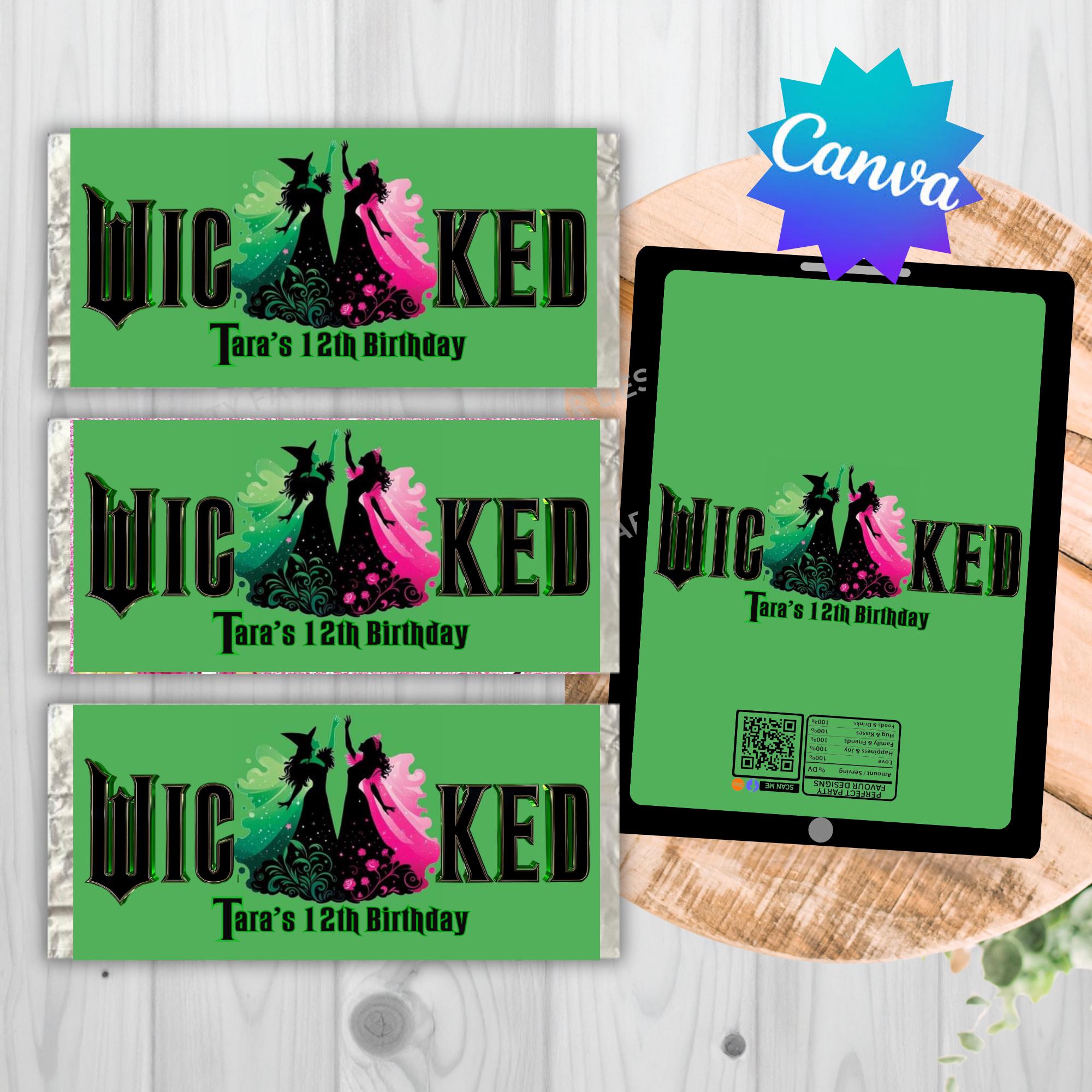 Wicked Elixir Labels X4 Bundle Wicked Birthday Theme / Digital Personalised Chocolate Labels ...