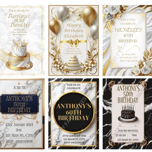 Adult Personalised Adult Birthday Invitation Digital / Hard Copy