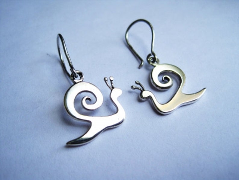 Sterling Silver Snail Earrings Kapolcs Snail Earrings Dangle Etsy