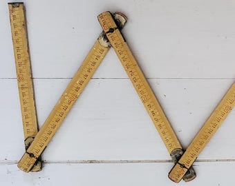 Vintage 1960's French folding 2m ruler measure funky craft tool