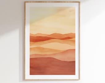 Abstract Printable Art, Neutral Watercolor Landscape, Abstract Beige Painting, Minimalist Watercolour Wall Art, Bedroom Decor