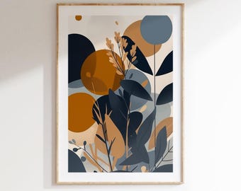 Bloemen abstracte muurkunst botanische poster voor woonkamer moderne digitale print natuur cadeau-idee afdrukbare muurkunst bloemen interieur