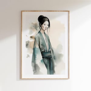 Geisha Wall Art Japanese Woman Poster Asian Wall Print Digital Download Oriental Wall Art for Living Room Japanese Style Decor home