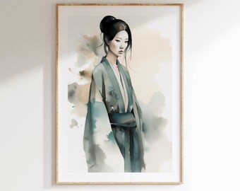 Geisha Wand Kunst Japanische Frau Poster Asiatische Wand Druck Digital Download Orientalische Wand Kunst für Wohnzimmer Japanischen Stil Dekor home