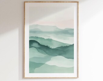 Neutral Abstract Watercolor Print, Minimal Wall Art, Modern Aesthetic Poster, Instant Download Digital Art for Living Room or Bedroom