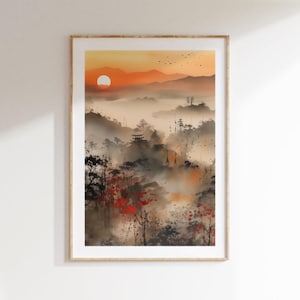 Japanese Landscape Wall Art Japanese Woman Poster Asian Wall Print Digital Download Oriental Wall Art Living Room Japanese Style Decor home