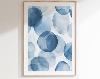 Círculos minimalistas en acuarela, lámina artística abstracta de puntos, póster de descarga digital para decoración de pared moderna
