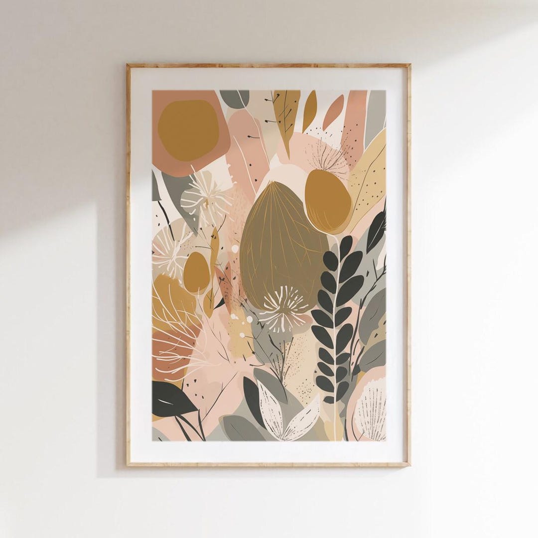 Minimalist Botanical Wall Art Printable – Abstract Earth Tone Floral ...