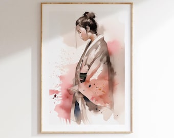 Geisha Wand Kunst Japanische Frau Poster Asiatische Wand Druck Digital Download Orientalische Wand Kunst für Wohnzimmer Japanischen Stil Dekor home