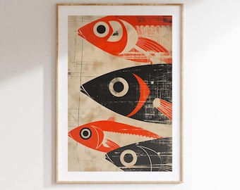 Colorful Fish Wall Art Vibrant Ocean Print Tropical Sea Life Poster Digital Download for Bathroom Living Room or Coastal Home Decor