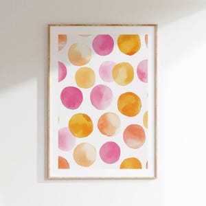 Watercolor Dot Poster, Minimal Abstract Circle Art, Digital Download for Contemporary Wall Decor