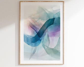Instant Download Watercolor Wall Art, Abstract Minimalist Poster, Modern Neutral Decor Print for Bedroom or Living Room
