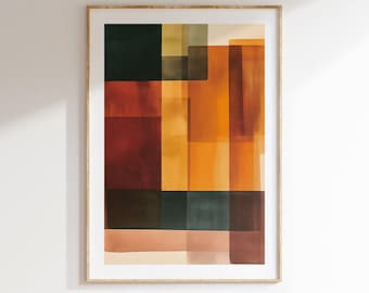 Arte mural abstracto audaz, impresión de arte moderno y colorido, póster digital contemporáneo, decoración de pared imprimible, descarga instantánea multicolor