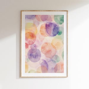 Modern Dot Wall Poster, Watercolor Abstract Circles Print, Minimalist Digital Art for Interior Spaces