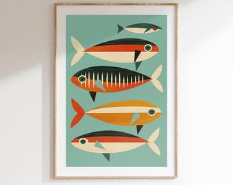 Colorful Fish Wall Art Vibrant Ocean Print Tropical Sea Life Poster Digital Download for Bathroom Living Room or Coastal Home Decor