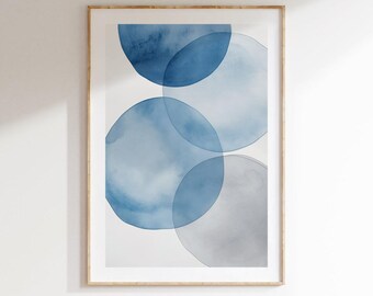 Arte de pared imprimible con círculos abstractos, póster de puntos de acuarela, decoración digital minimalista para cualquier habitación.