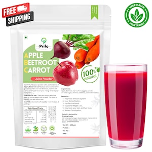 Prifo ABC Juice Powder 250g | Apple Beetroot Carrot with Jaggery | Natural Drink Mix for Immunity, Energy, Detox & Healthy Nutrition.