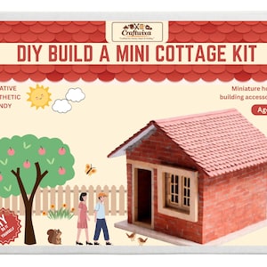 DIY Mini Wooden Cottage Kit 1368 Pcs Brick Model House Craft Kit for Kids and Adults Educational Art Craft Home Decor Display