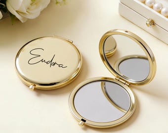 Engraved Bridesmaids Gifts Pocket Makeup Mirror, Elegant Bridal Shower Gift, Personalized Compact Mirror, Bridesmaid Thank You Gift