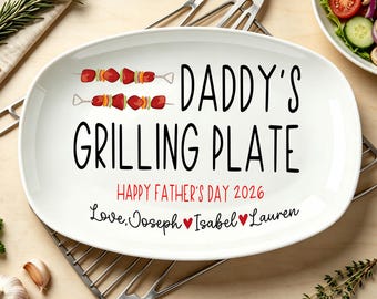 Plato para asar personalizado para papá, bandeja para servir personalizada, regalo del Día del Padre de parte de los hijos, regalo para papá amante de la barbacoa, regalo para papá maestro de la parrilla