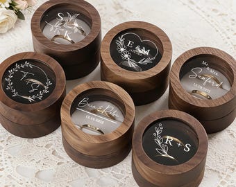 Personalisierte Holzringbox, Eichenvorschlagshalter, Hochzeitsträger