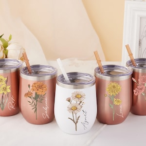 Personalisierter Weinbecher, Brautjungfer Becher, benutzerdefinierter Thermobecher, Edelstahlbecher, Brautjungfer Geschenk für sie, Braut Bachelorette Geschenk