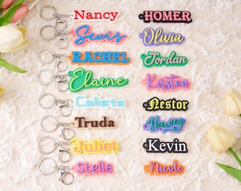 Gepersonaliseerde naamsleutelhanger tweekleurige sleutelhanger - Feestzakjes - Trouwbedankjes - Cadeaus voor haar - Cadeaus voor hem - Sleutelhanger schooltas