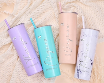 Personalized 16oz Bridesmaid Champagne Flute Tumbler, Bridesmaid Proposal Gift, Gift for Her, Insulated Tumblers Bachelorette Party