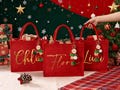 Personalized Christmas Gift Bag & Charm, Holiday Gift Bags with Name, Christmas Burlap Bag, Christmas Eve Gift Bags, Holiday Gift Bag