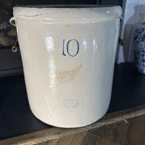 Antique Red Wing 10 Gallon Crock Pat 1915 No Cracks Chips With Handles Great Condition Beautiful Farmhouse Stoneware Decor Primitive Kitchen