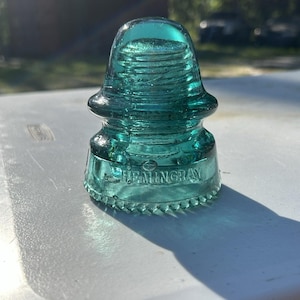 Stunning Vintage Glass Insulator Aqua HEMINGRAY PATENT MAY 2 1893 Petticoat Rare