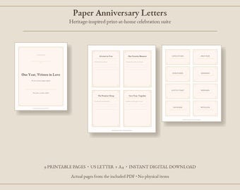 Kit per feste di anniversario con lettere di carta stampabili, anniversario in stile vintage - Cartelli, etichette e biglietti per gli ospiti, download immediato