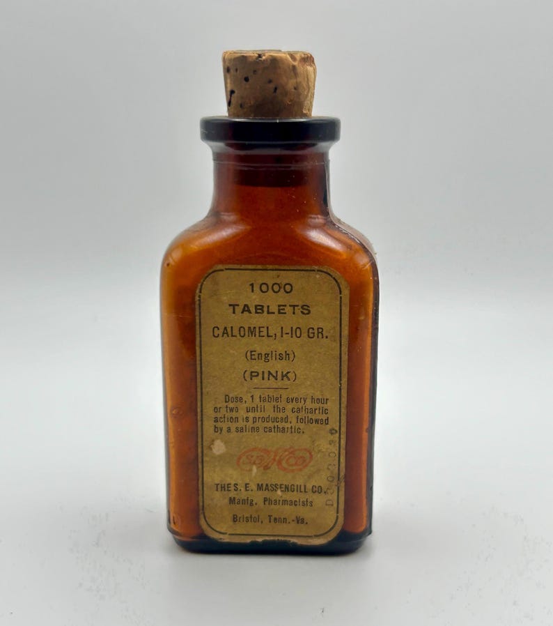 Antique S.E. Massengill Pink Calomel Tablets Bottle