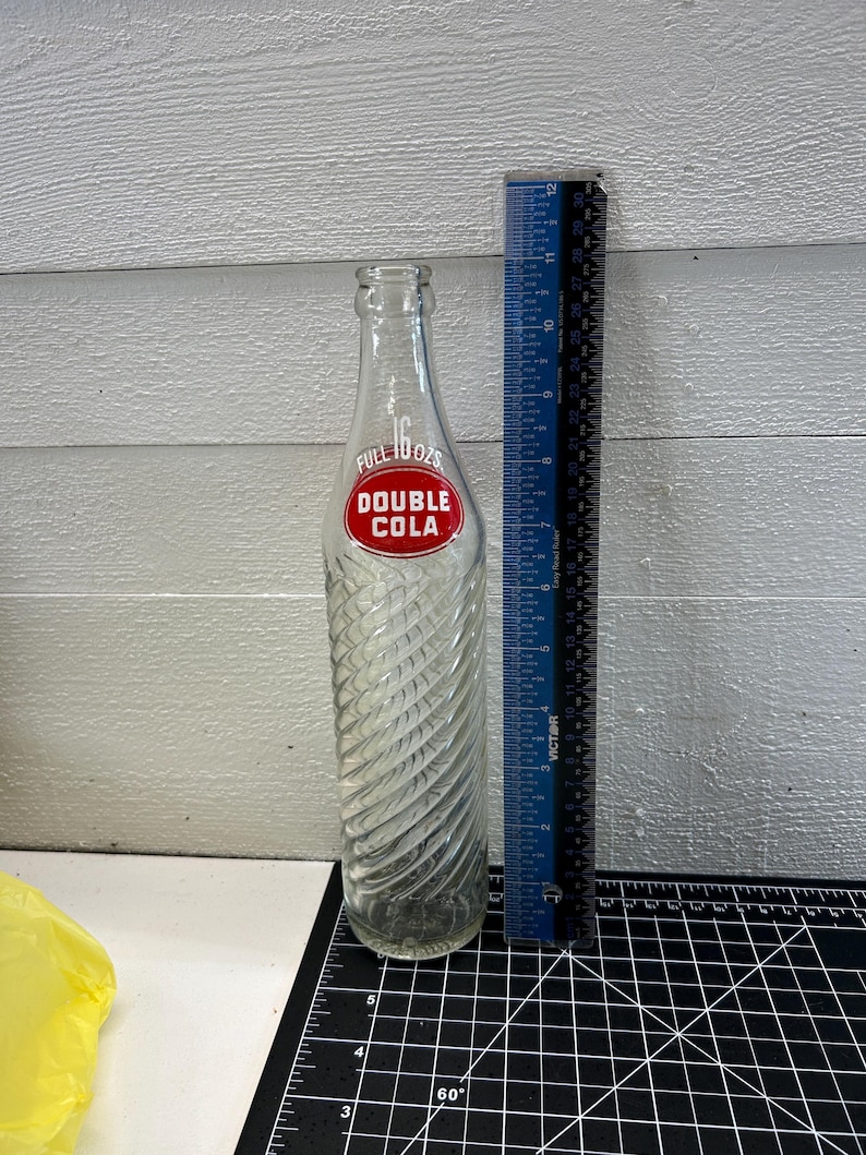 Vintage Double Cola ACL Soda Bottle 16oz | Diamond Swirl Glass | Red ...
