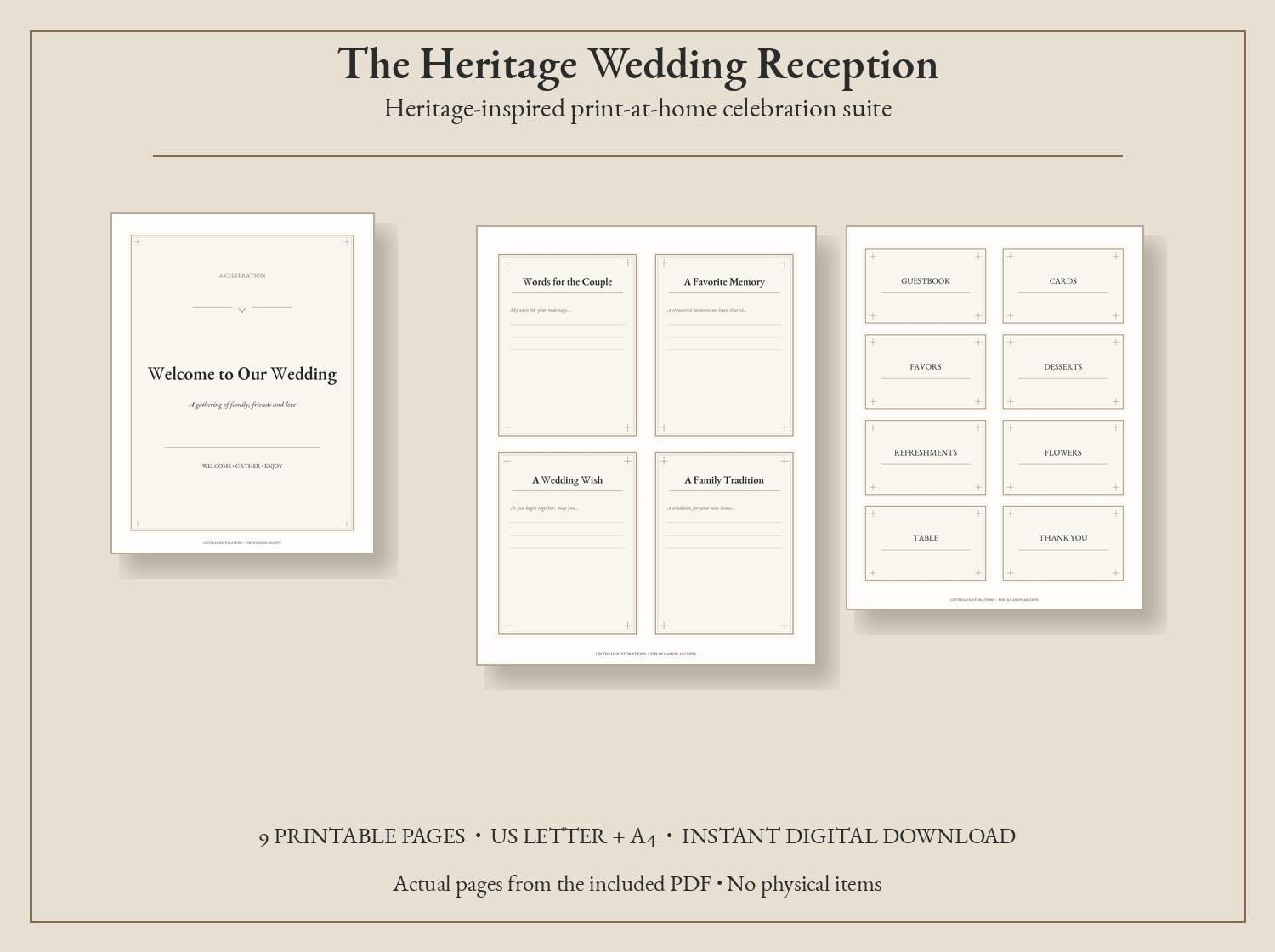 The Heritage Wedding Reception Printable Party Kit — photograph 1