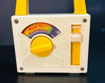 Vintage Fisher Price Music Box Radio 1981 Over the Rainbow Working Yellow Toy Nostalgia