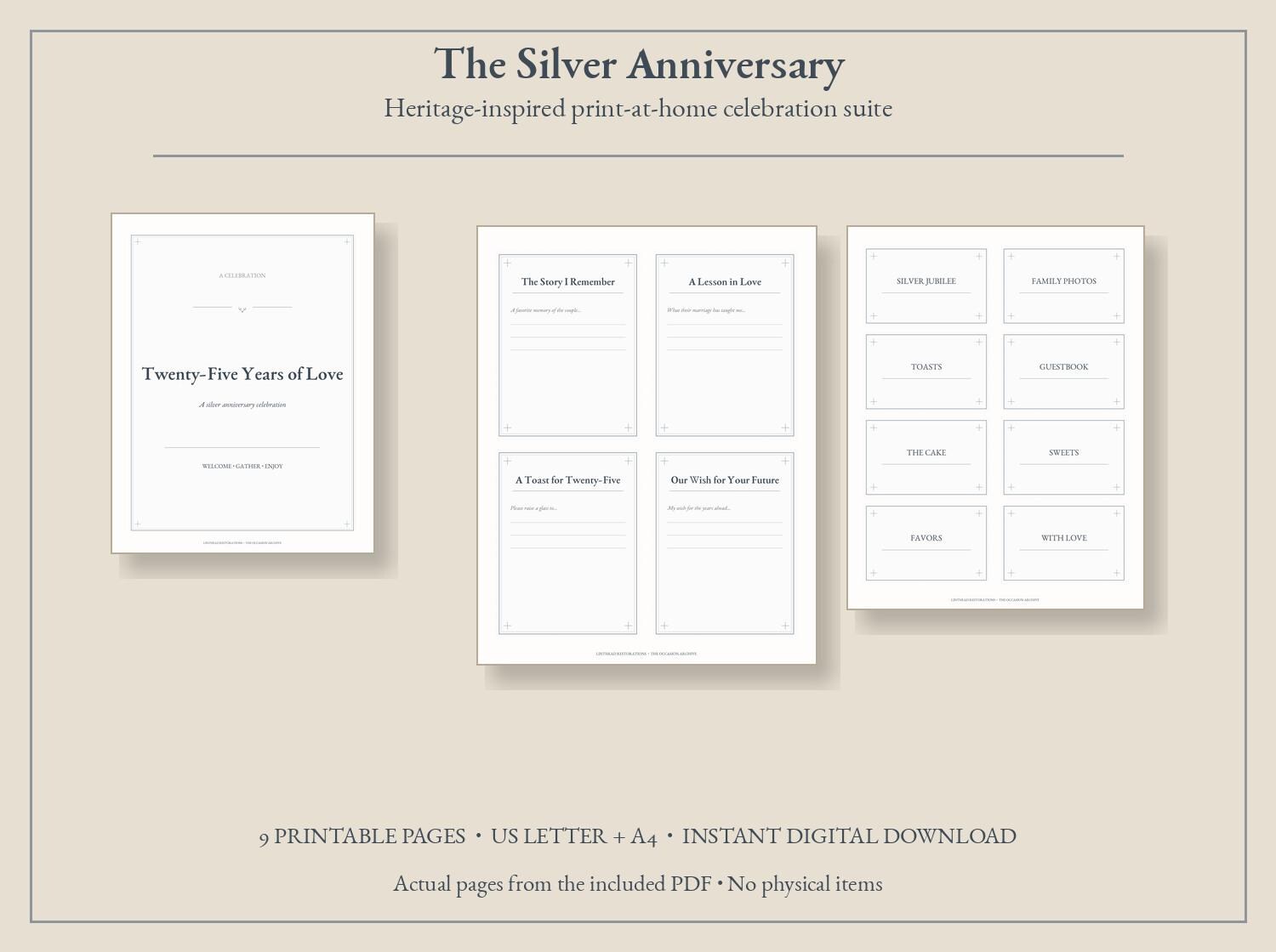The Silver Anniversary Printable Party Kit — photograph 1