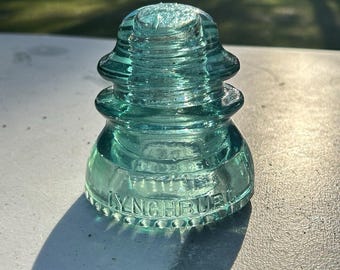 Lynchburg No. 44 Glass Insulator – Ice Blue CD 154 – Antique Telephone Line Insulator – Railroad Collectible
