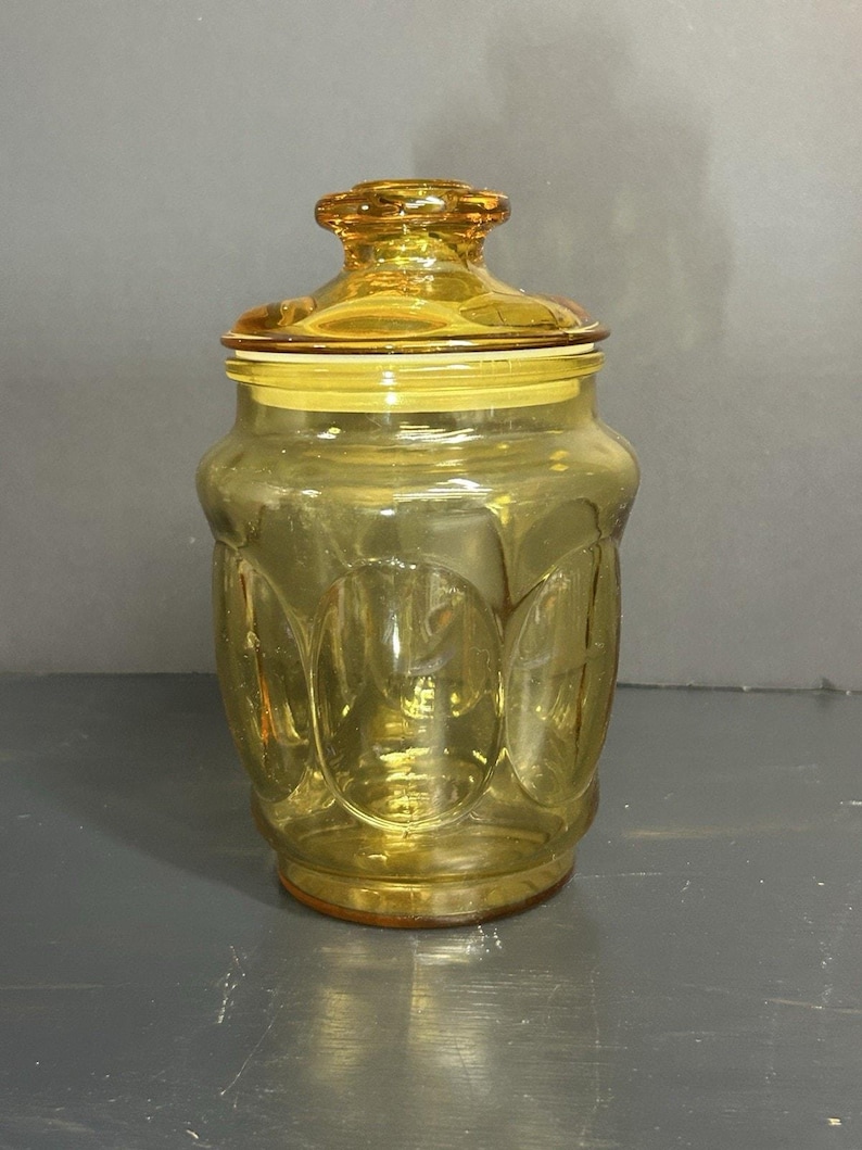 Vintage Honey Amber Glass Cookie Jar