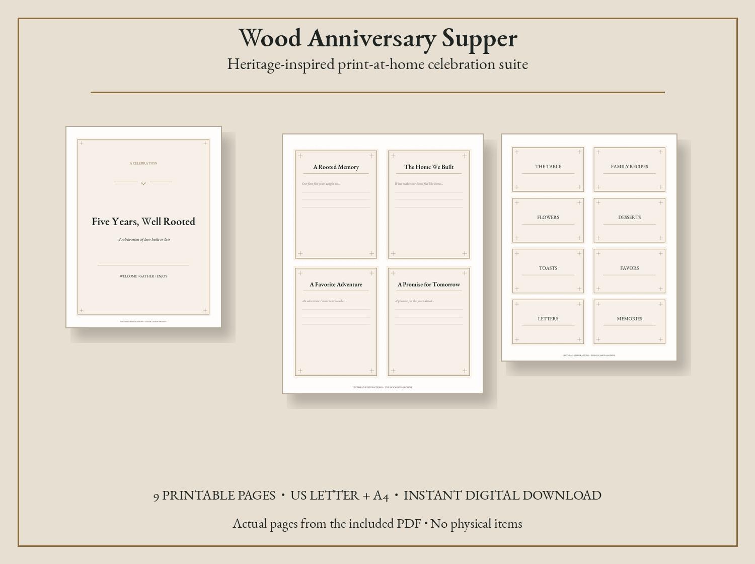 Wood Anniversary Supper Printable Party Kit — photograph 1
