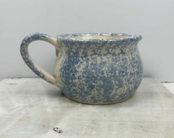 Vintage Chipman sponswerk aardewerk kan handgemaakte blauw-witte boerderij aardewerk kruik rustieke landelijke keuken decor primitief aardewerk