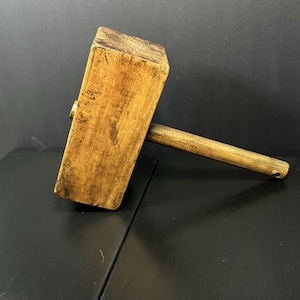 Antique Wooden Joiner’s Mallet – Vintage Carpenter Hammer – Primitive Rustic Tool – Farmhouse Decor – Hand Restored Workshop Tool