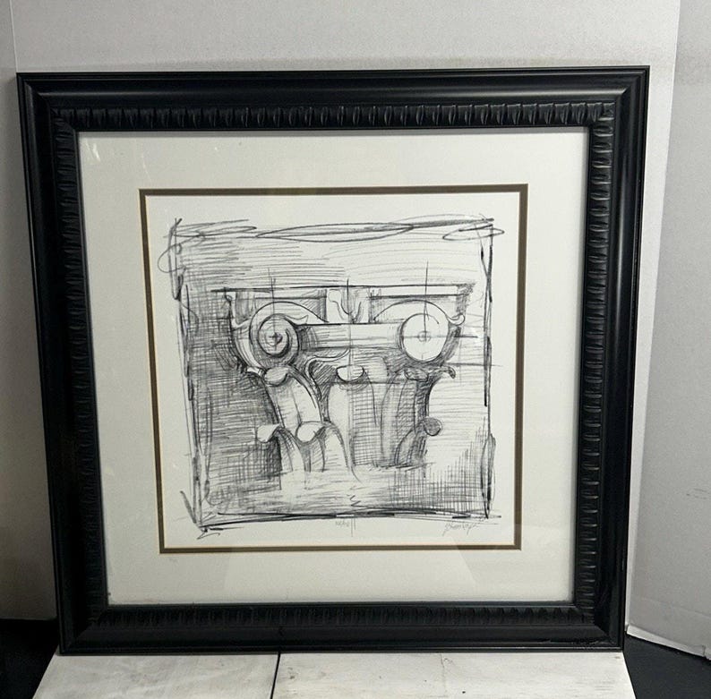 Signed Ethan Harper Framed Ionic Column Print — photograph 1