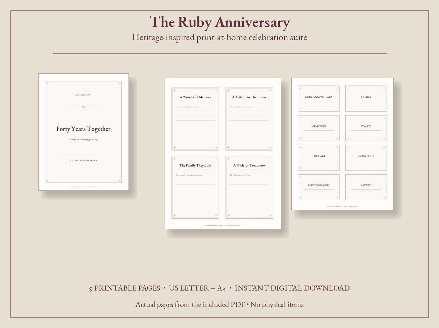 The Ruby Anniversary Printable Party Kit — photograph 1